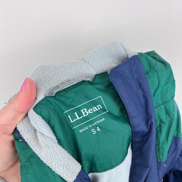 L.L. Bean Kids Lined Trail Model Wind and Rain Jacket Color Block S 4T - Picture 10 of 15